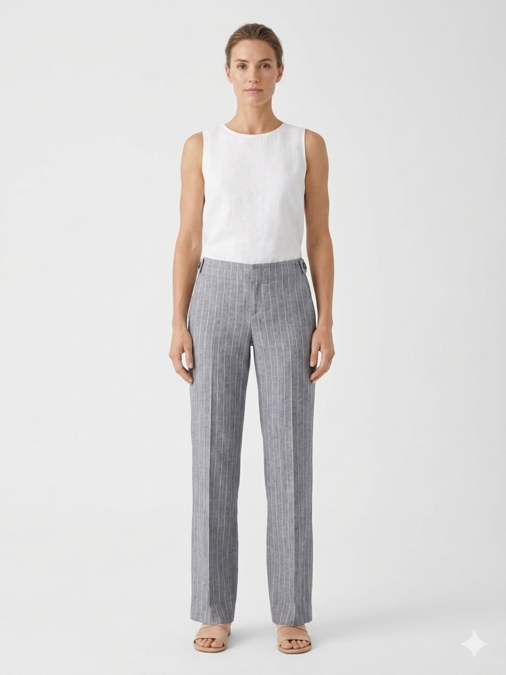 GAP 100% Cotton Gray Pinstripe Low Slung Fit Flare Trousers Pants Size4